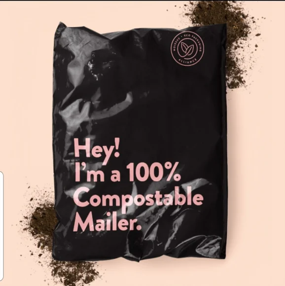 🌎 30 Classy Re-Usable Compostable Black & Pale Coral Mailers Size Large - Picture 3 of 4